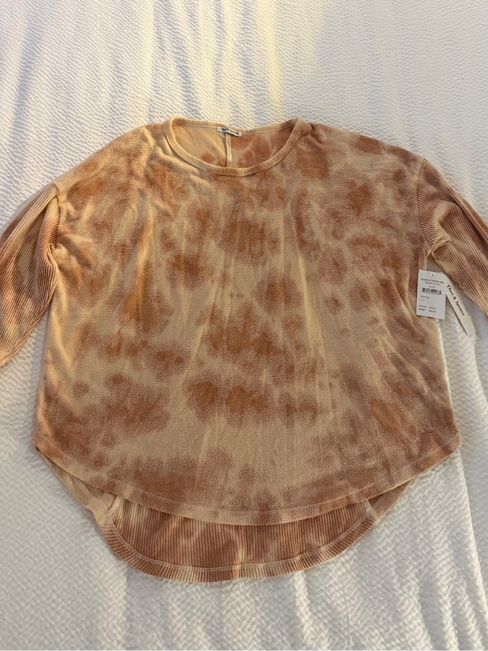 Women's Long Sleeve Tie-Dye Tee in Warm Camel
